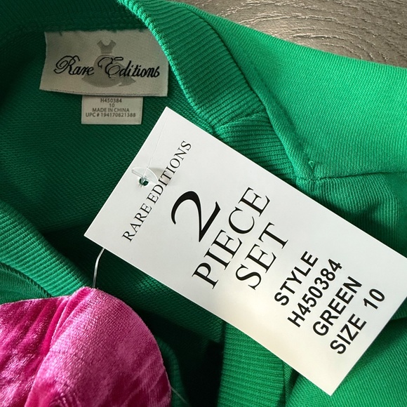 Rare Edition Girls French Terry Merry Bright Graphic 2 Pc Set- Top,pants Size 10 - Picture 6 of 7